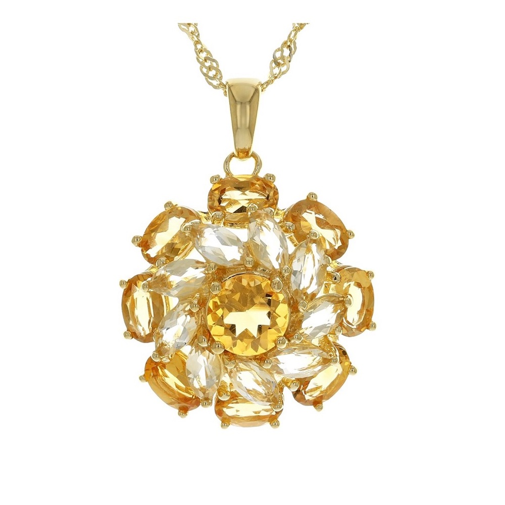 18k gold over sterling silver yellow citrine necklace